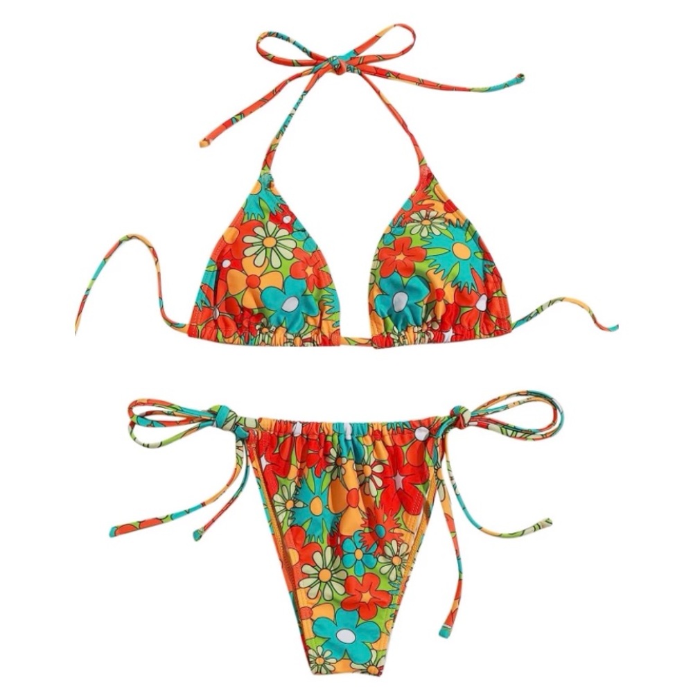 SOLY HUX Women's Floral Print Spaghetti Strap Bikini Bathing Suit 2 Piece